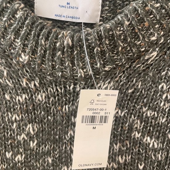 NWT Old Navy Knitted Cotton-Blend Sweater; Speckled Green; Medium (Regular) - Picture 9 of 10